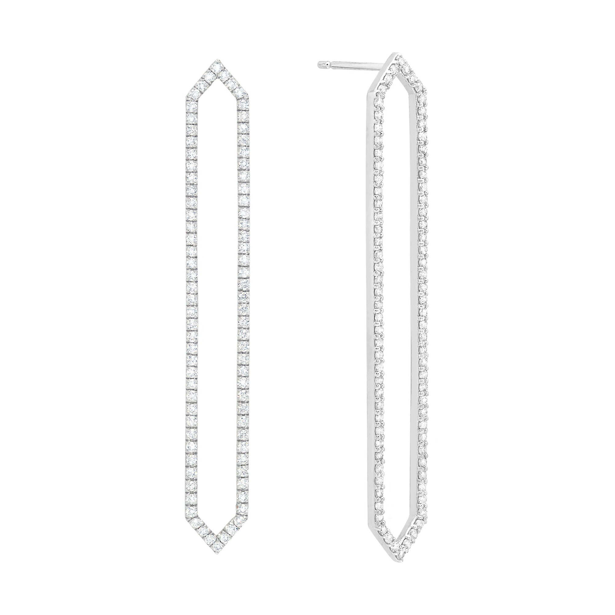 All Diamond Long Marquis Earrings | White Gold