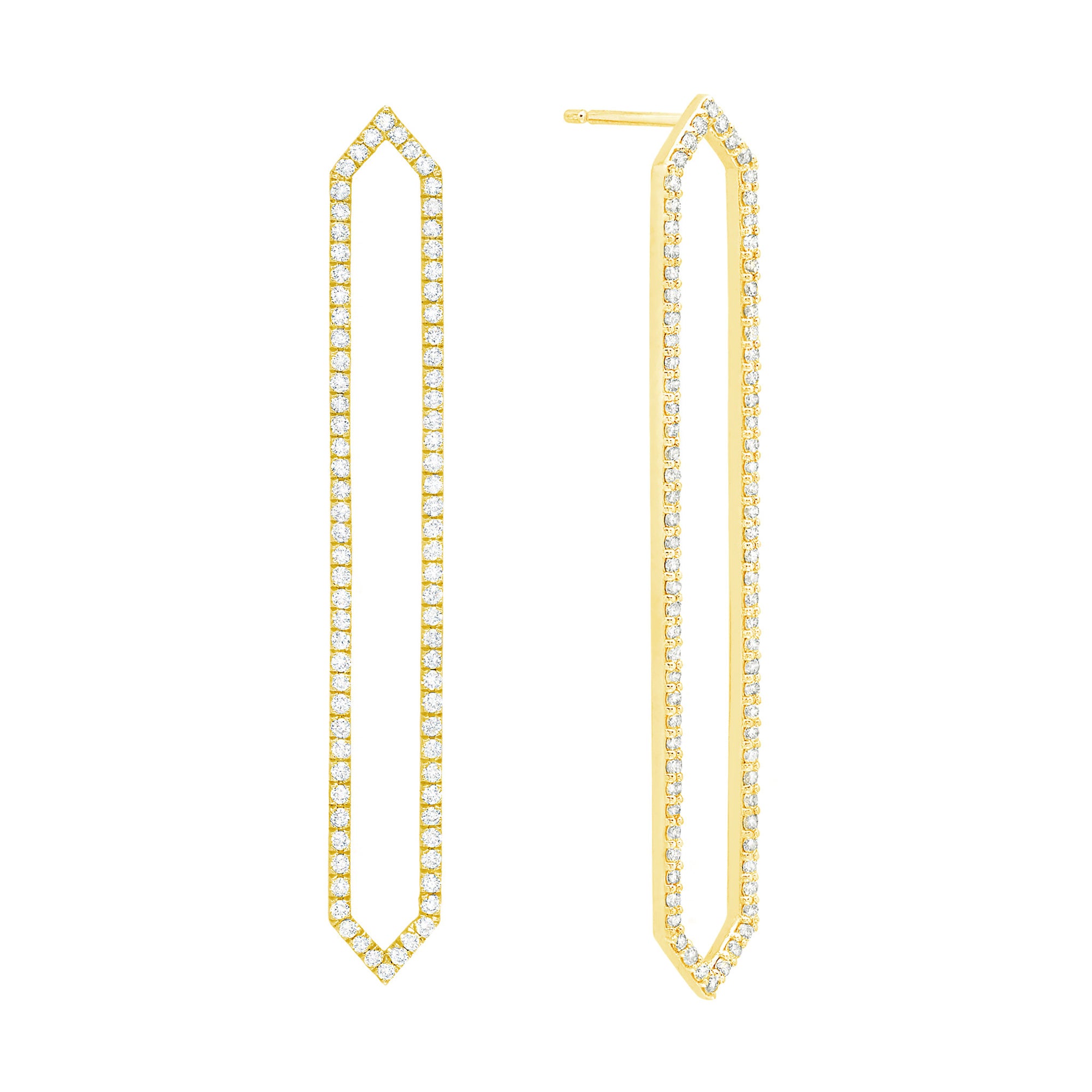 All Diamond Long Marquis Earrings | Yellow Gold