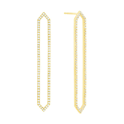 All Diamond Long Marquis Earrings | Yellow Gold
