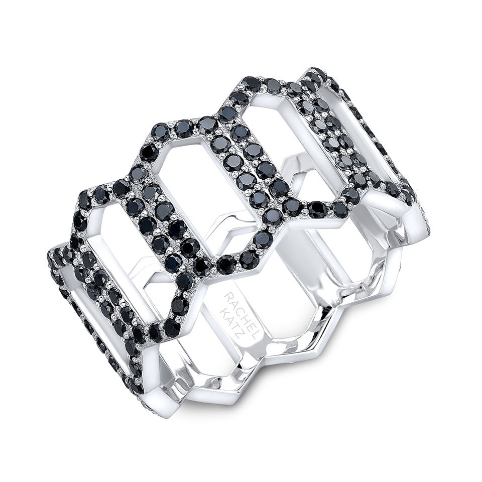 Black Diamond Open Marquis Ring | White Gold