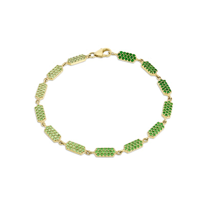 Ombre Green Tsavorite Confetti Bracelet -  All Pave | Yellow Gold