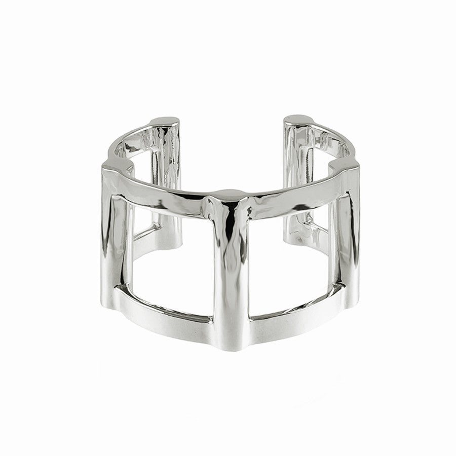 Half Cage Cuff | Silver Plated Brass