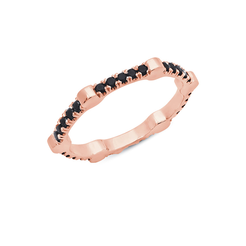 Black Diamond Gear Band | Rose Gold  Ring Rachel Katz Jewelry