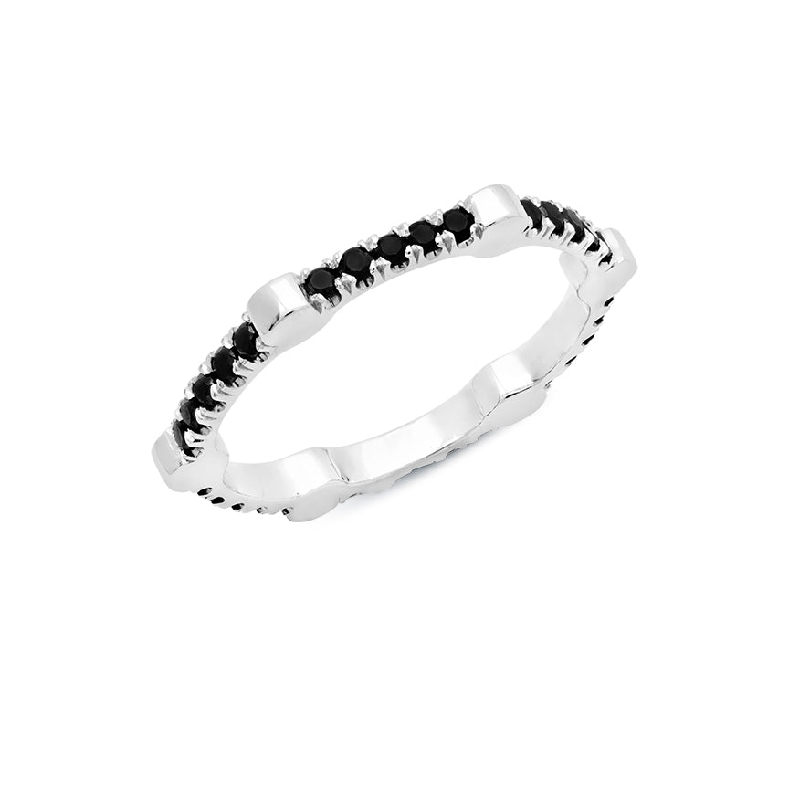 Black Diamond Gear Band | White Gold  Ring Rachel Katz Jewelry