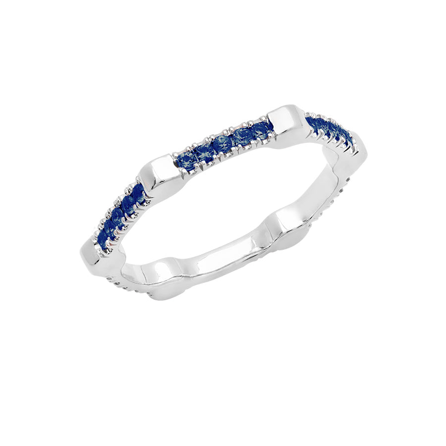 Blue Sapphire Gear Band | White Gold