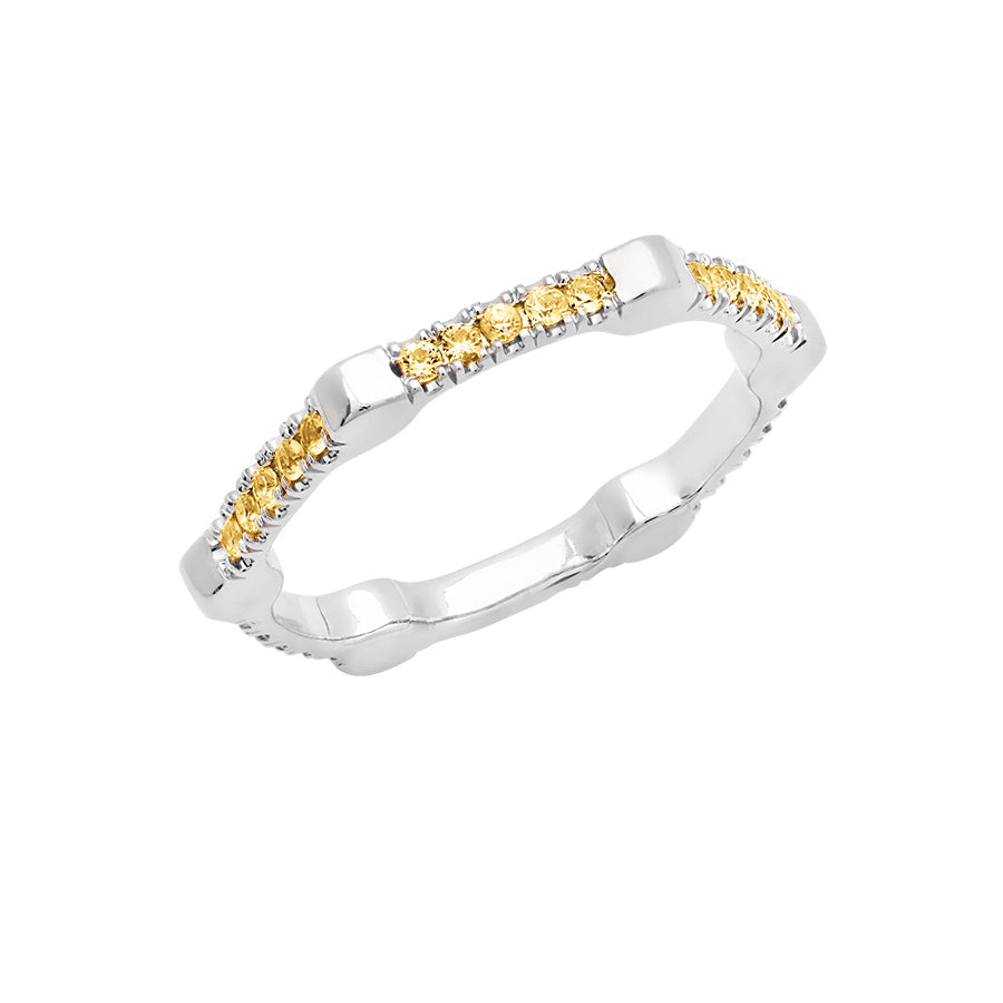 Yellow Sapphire Gear Band | White Gold