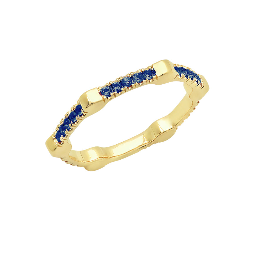 Blue Sapphire Gear Band | Yellow Gold
