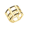 Cage Ring | Gold with Black Diamonds