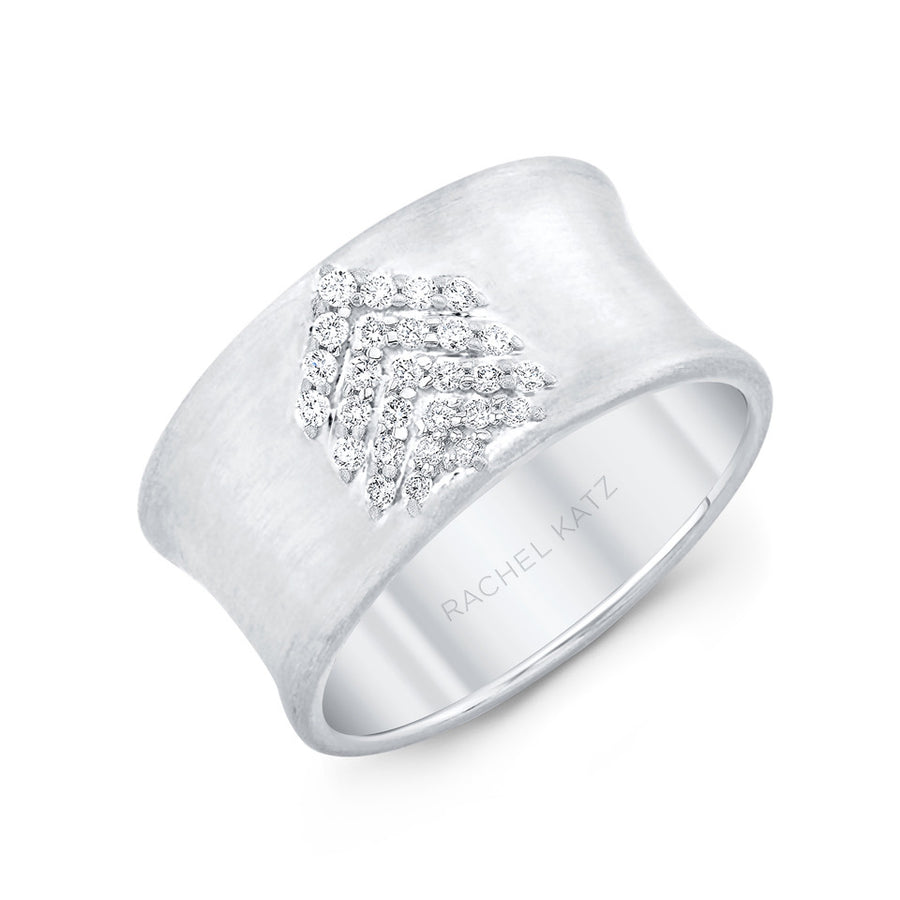 Diamond Stacked Chevron Cigar Band | White Gold
