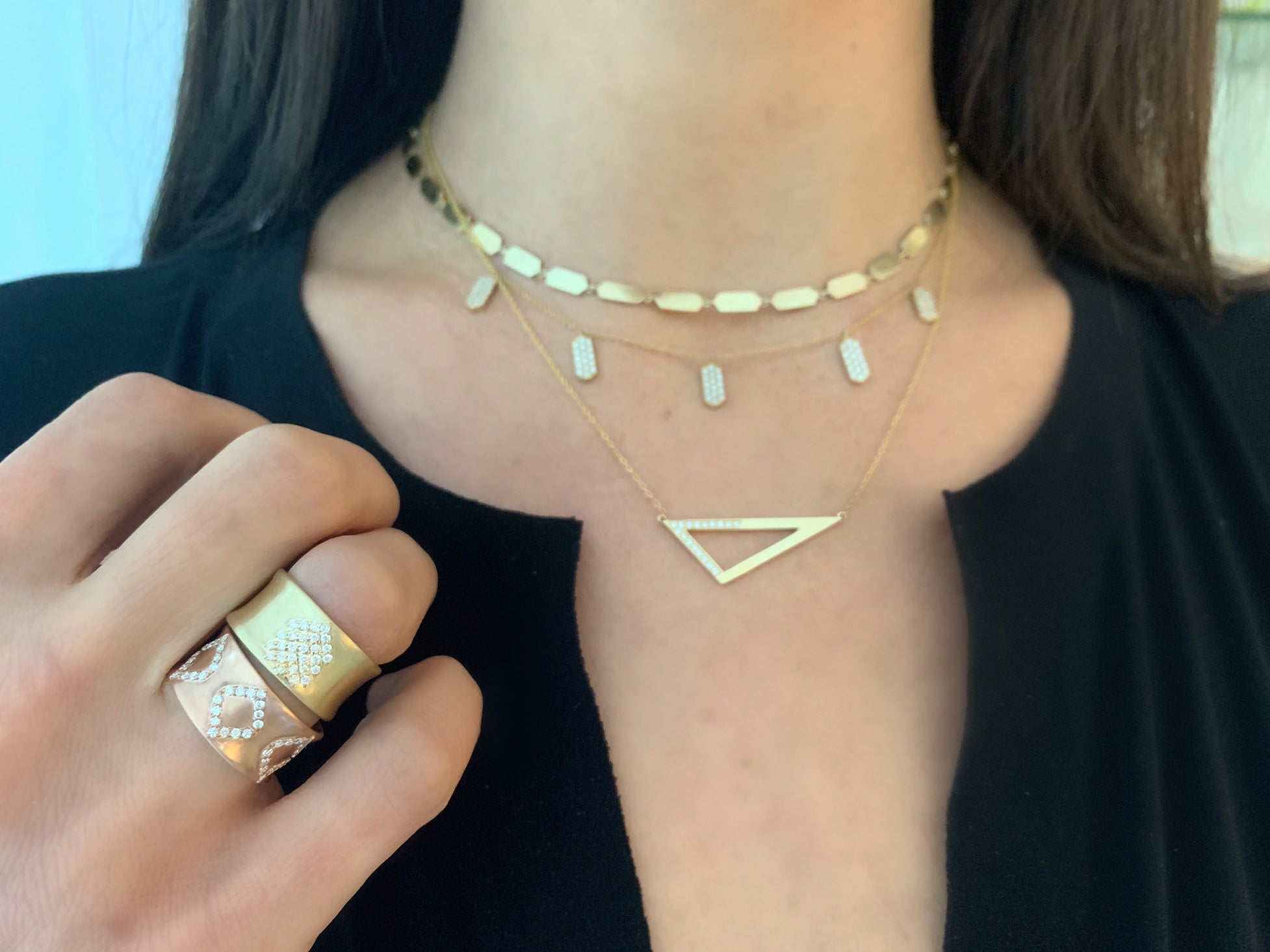 Diamond Stacked Chevron Cigar Band | Rose Gold