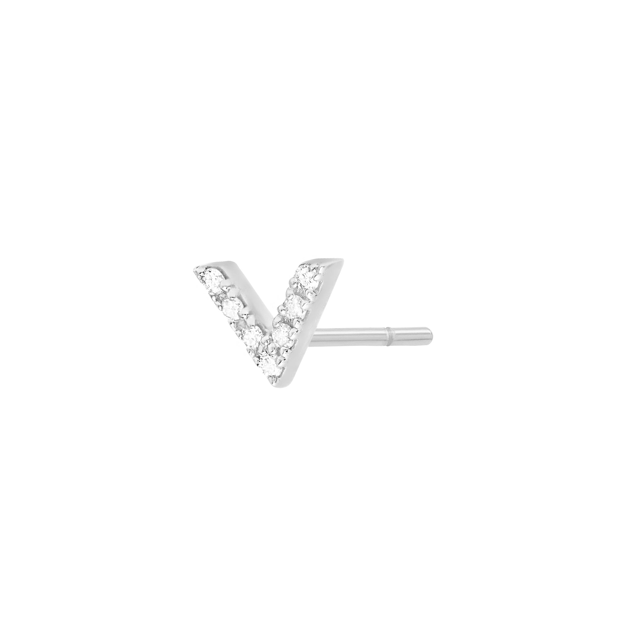 Single Diamond Dagger Stud | White Gold