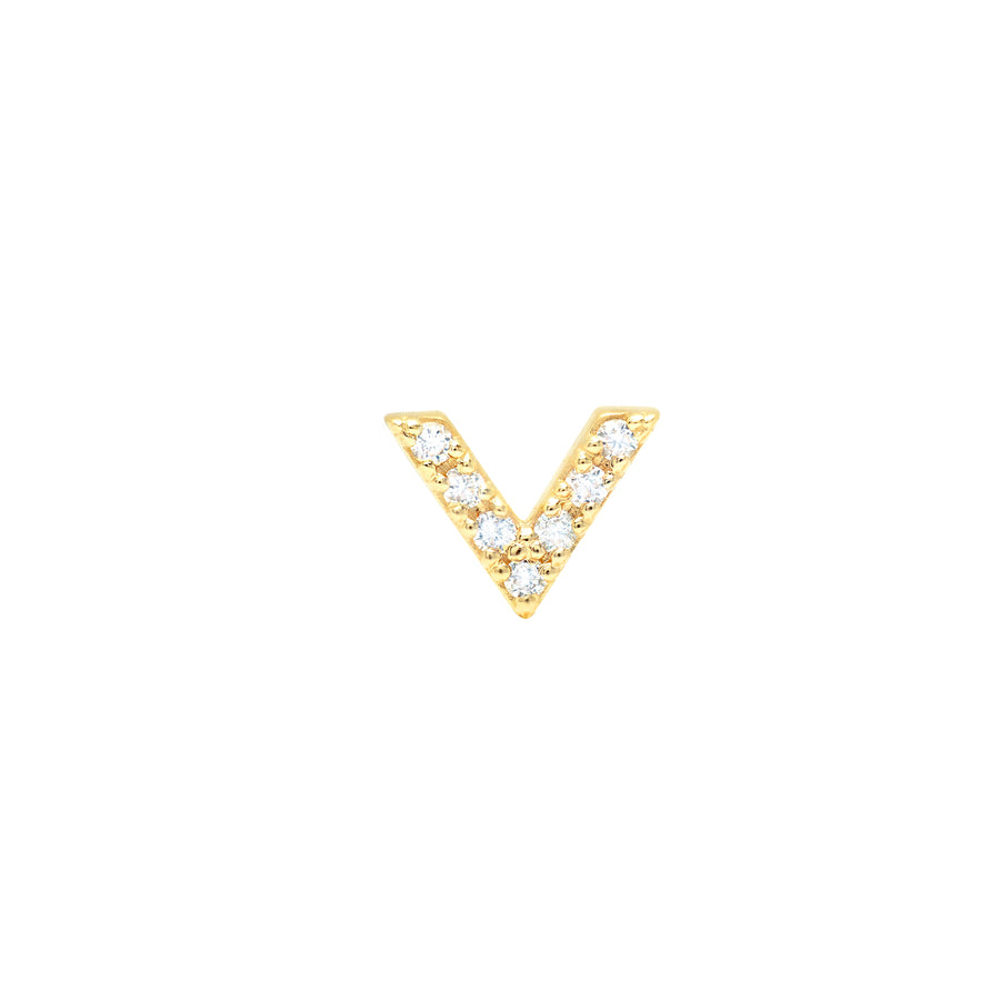 Single Diamond Dagger Stud | Yellow Gold