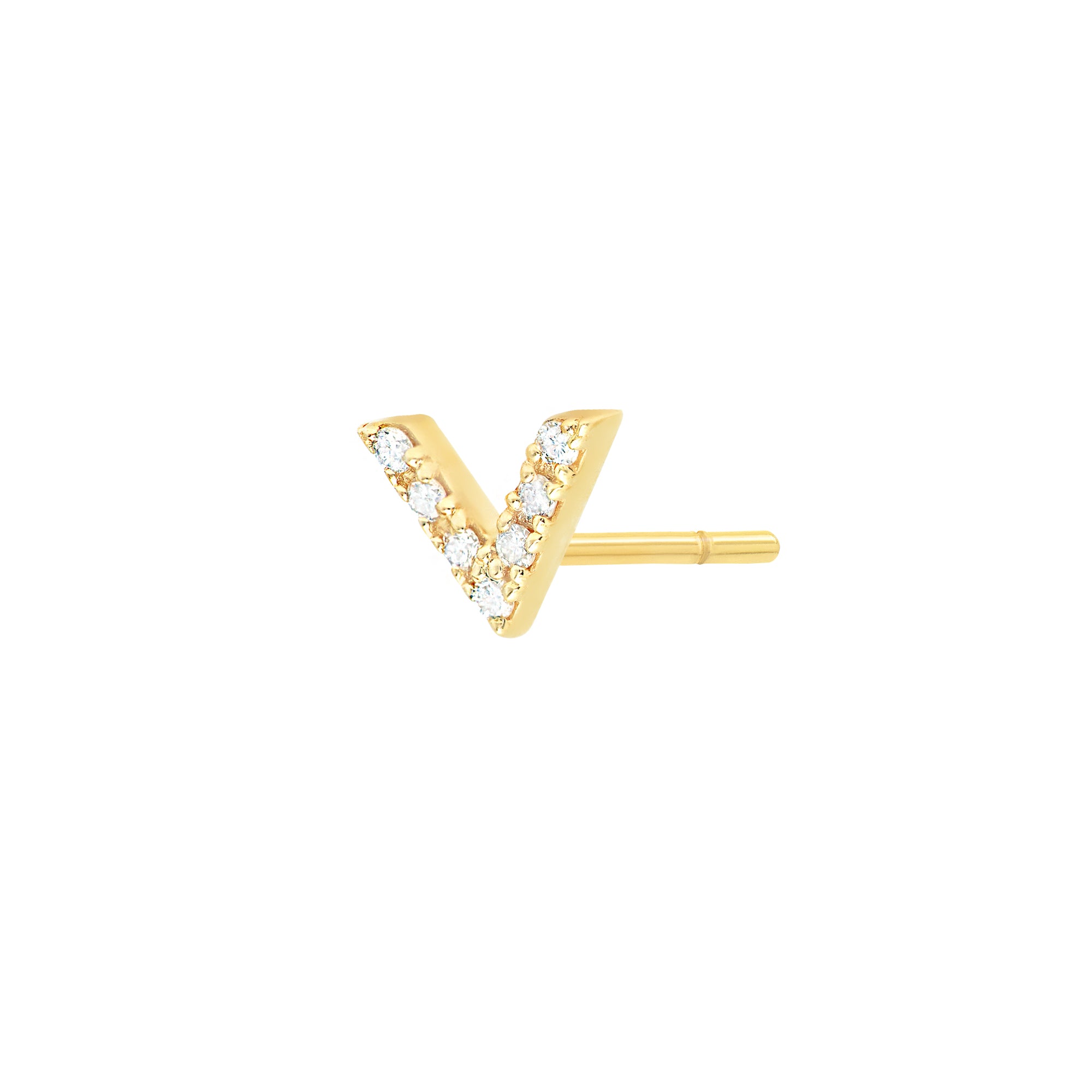 Single Diamond Dagger Stud | Yellow Gold