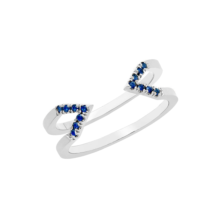 Blue Sapphire Dagger Ring  | White Gold