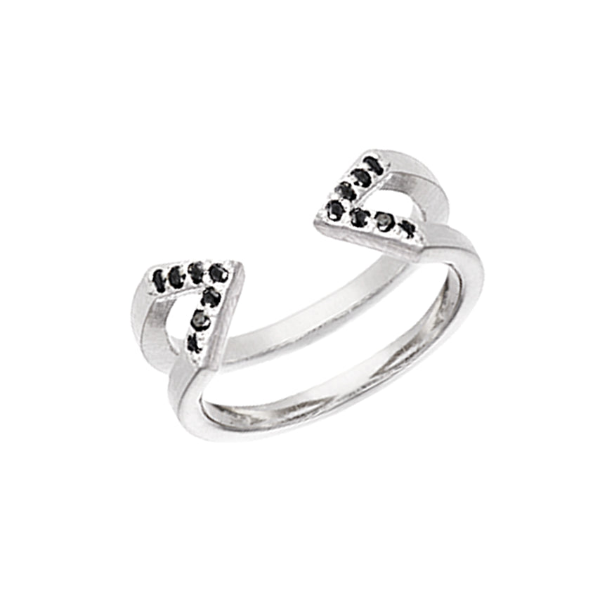 Black Diamond Dagger Ring | White Gold  Ring Rachel Katz Jewelry