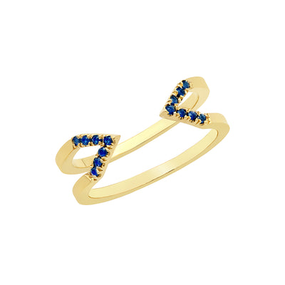 Blue Sapphire Dagger Ring | Yellow Gold