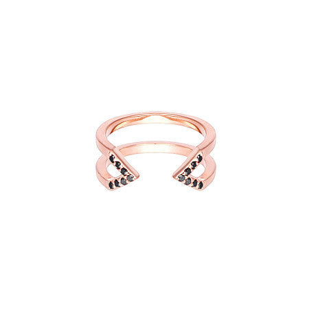 Black Diamond Dagger Ring - Midi | Rose Gold