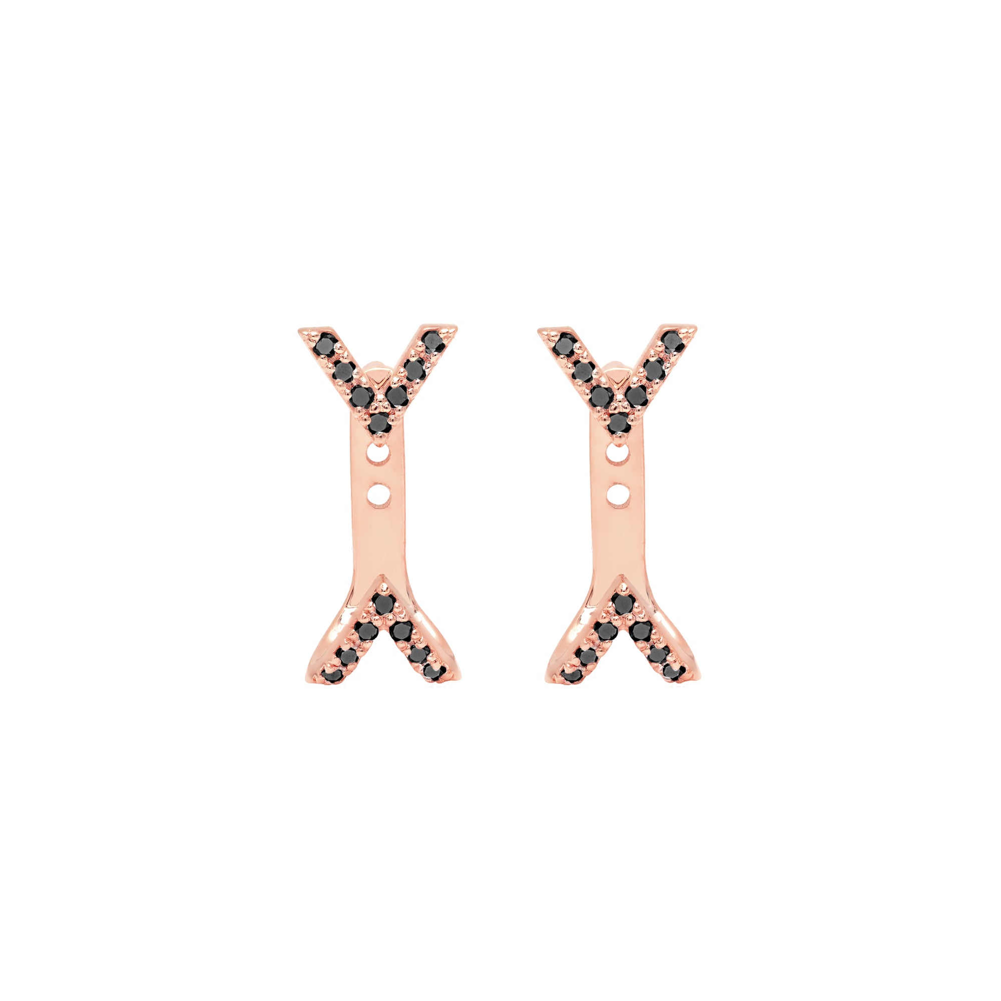 Black Diamond Dagger Studs with Ear Jackets | Rose Gold  Earring Rachel Katz Jewelry