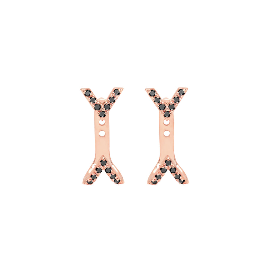 Black Diamond Dagger Studs with Ear Jackets | Rose Gold  Earring Rachel Katz Jewelry