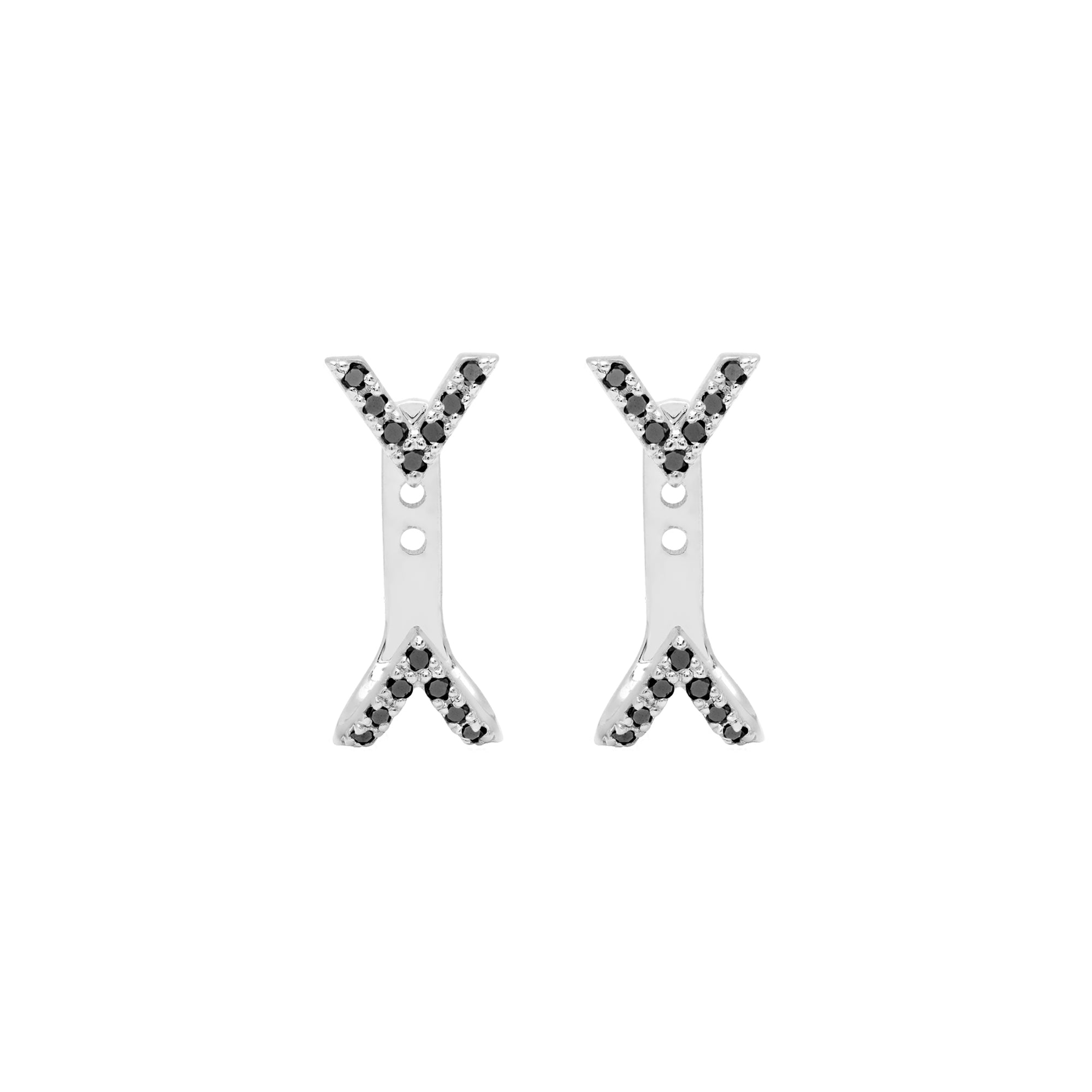 Black Diamond Dagger Studs with Ear Jackets | White Gold  Earring Rachel Katz Jewelry