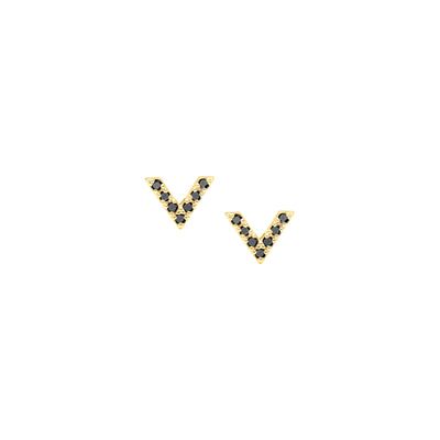 Black Diamond Dagger Studs | Yellow Gold  Earring Rachel Katz Jewelry