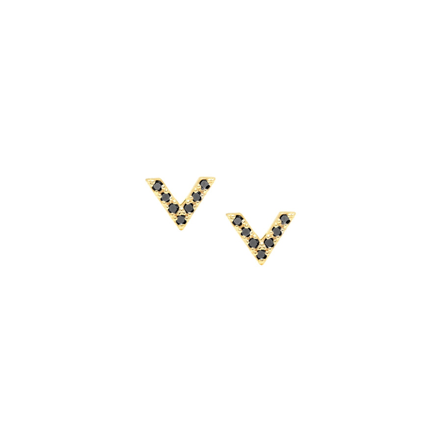 Black Diamond Dagger Studs | Yellow Gold  Earring Rachel Katz Jewelry