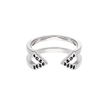 Black Diamond Dagger Ring | White Gold
