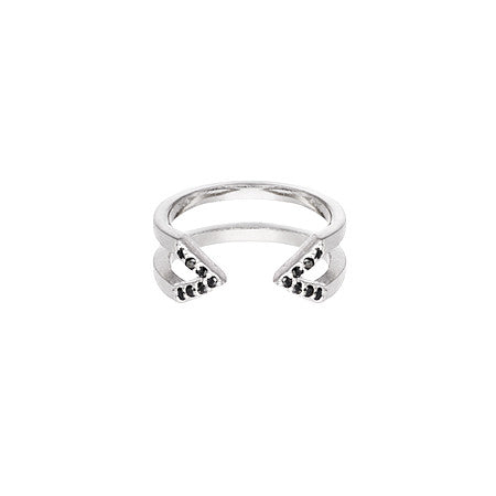 Black Diamond Dagger Ring - Midi | White Gold