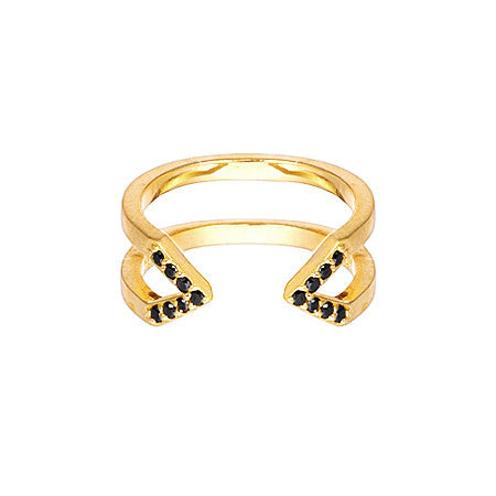 Black Diamond Dagger Ring | Yellow Gold