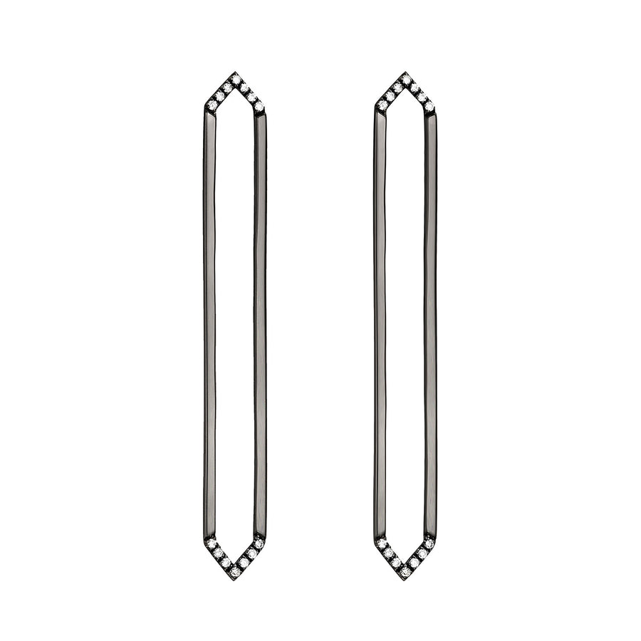 Long Marquis Earrings | Black Gold with Diamond Points