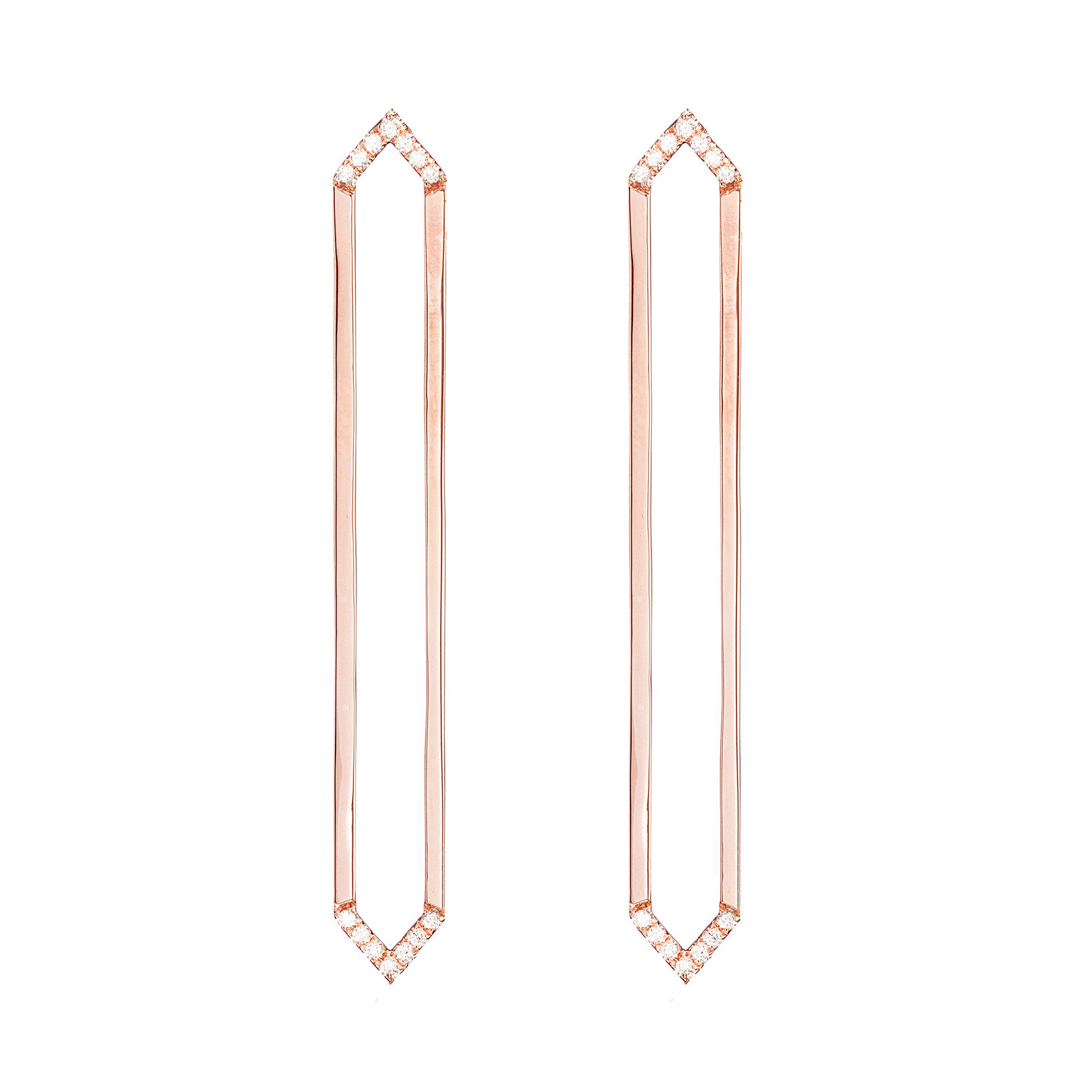 Long Marquis Earrings | Rose Gold with Diamond Points