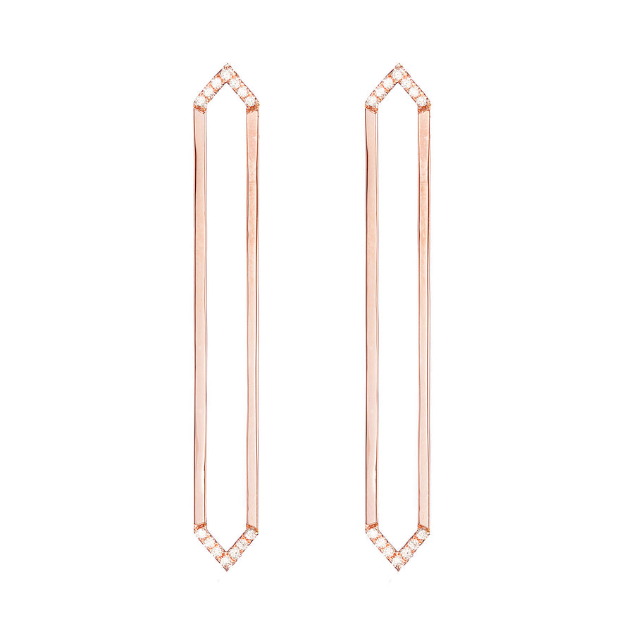 Long Marquis Earrings | Rose Gold with Diamond Points