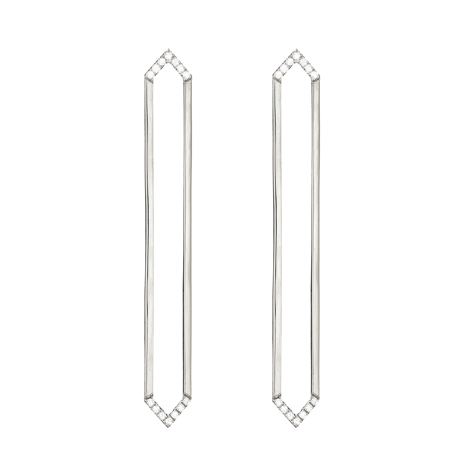 Long Marquis Earrings | White Gold with Diamond Points