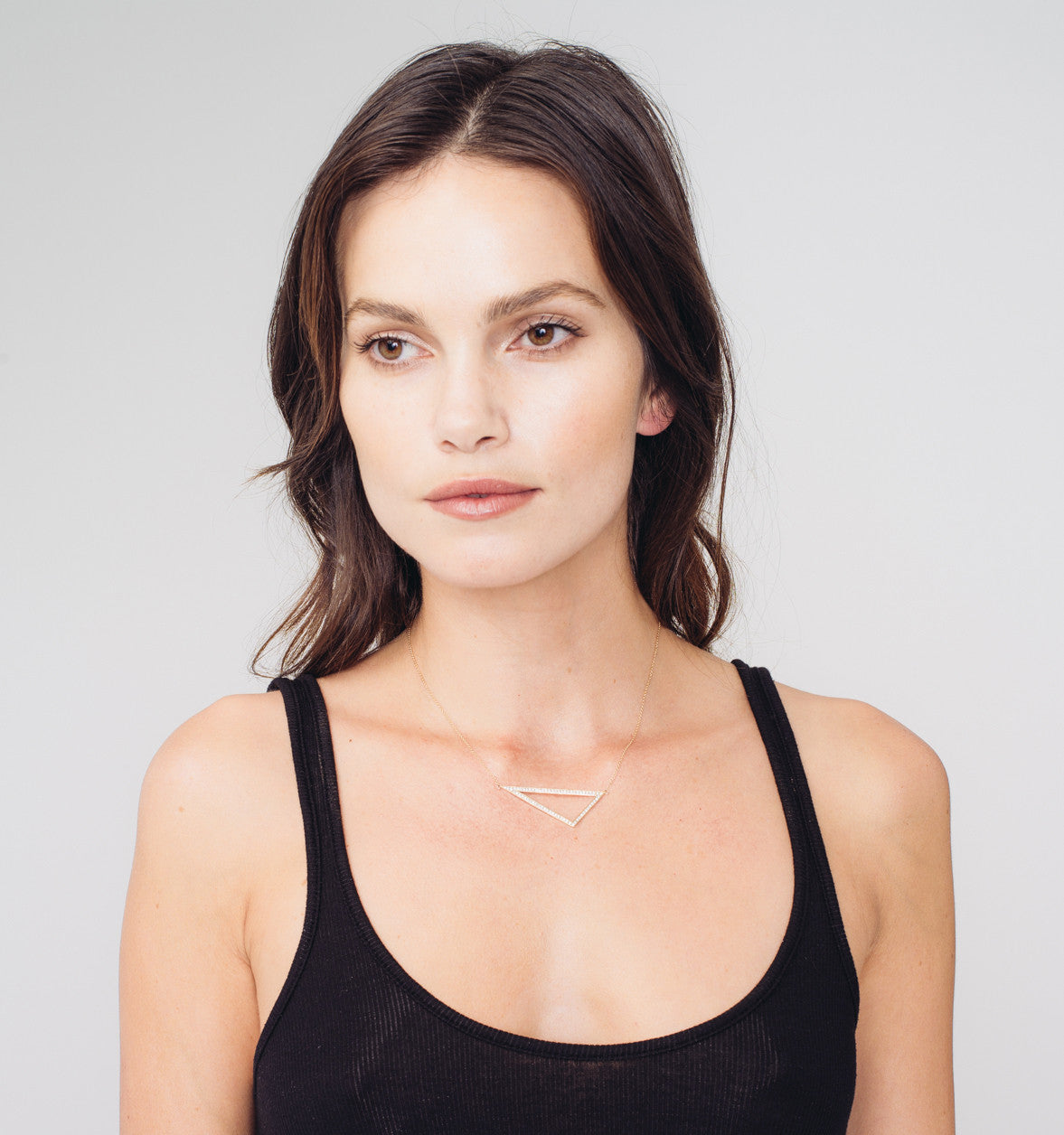 Large Diamond Triangle Necklace | Rose Gold