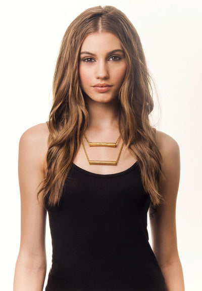 Double Tube - Long Necklace | Gold Plated Brass
