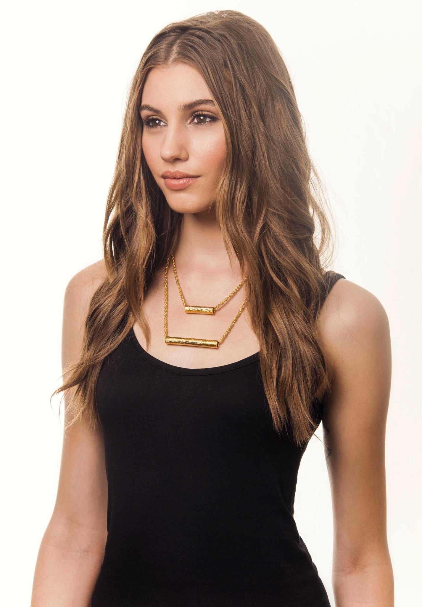 Double Tube Multi-Length Necklace | Gold Plated Brass