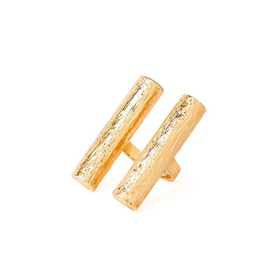 Double Tube Ring | Gold Plated Brass
