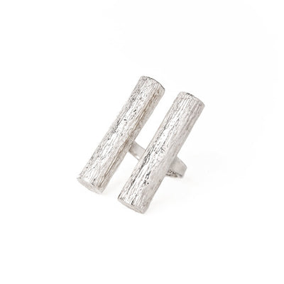 Double Tube Set Rings Double Tube Ring | Silver Plated Brass - Rachel Katz Jewelry