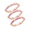 Ombre Pink Sapphire Gear 3 Band Set | Rose Gold