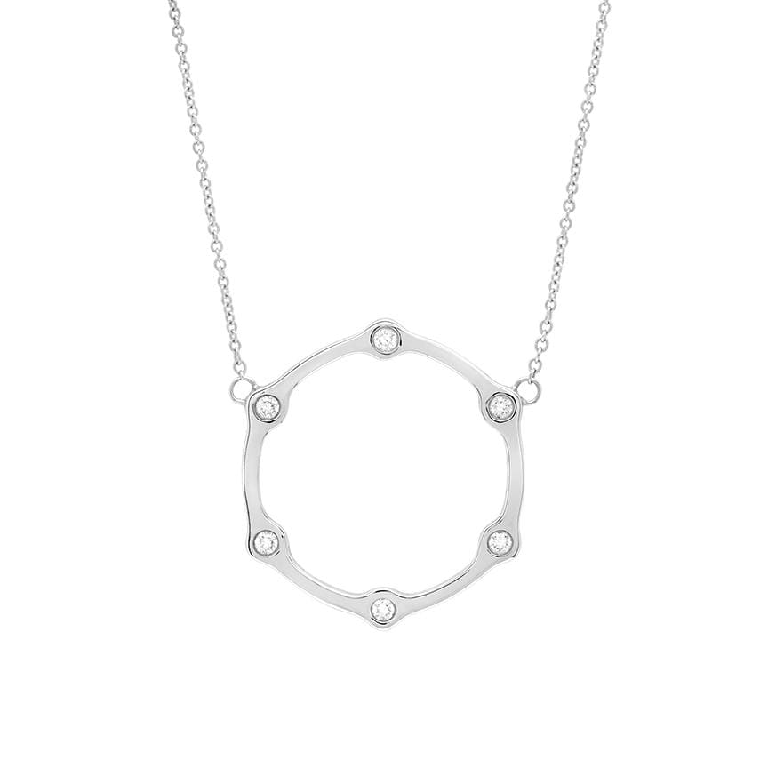 Black Diamond Gear Necklace | White Gold