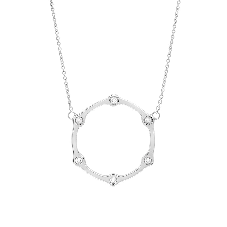 Diamond Gear Necklace | White Gold