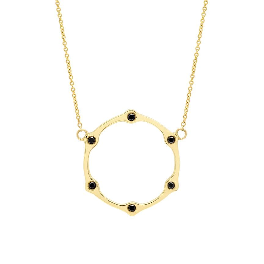 Black Diamond Gear Necklace | Yellow Gold  Necklace Rachel Katz Jewelry