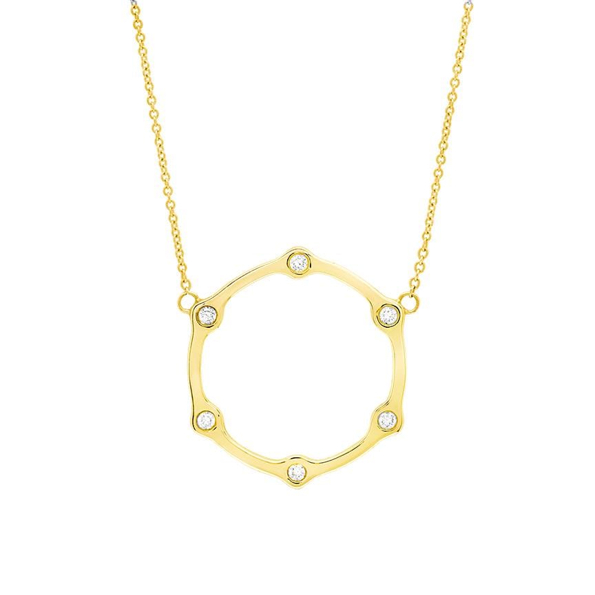 Black Diamond Gear Necklace | Yellow Gold