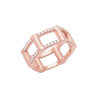 Diamond Half Cage Ring | Rose Gold