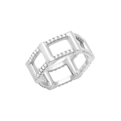 Diamond Half Cage Ring | White Gold
