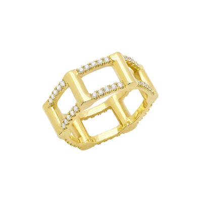 Diamond Half Cage Ring | Yellow Gold