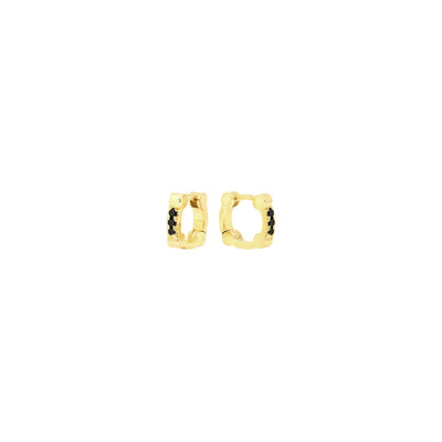 Black Diamond Cage Huggies | Yellow Gold  Earring Rachel Katz Jewelry