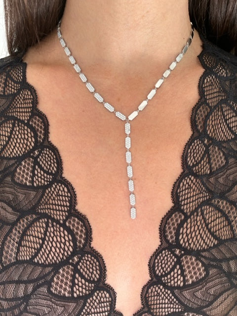 Confetti Lariat - Half Diamond | White Gold