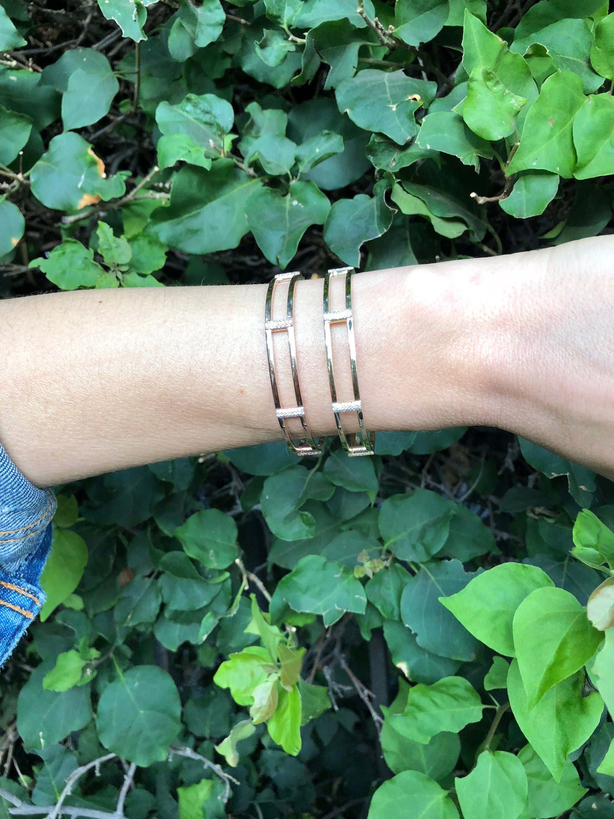 Locking Cage Bracelet | White Gold with Diamonds on Lateral Bars