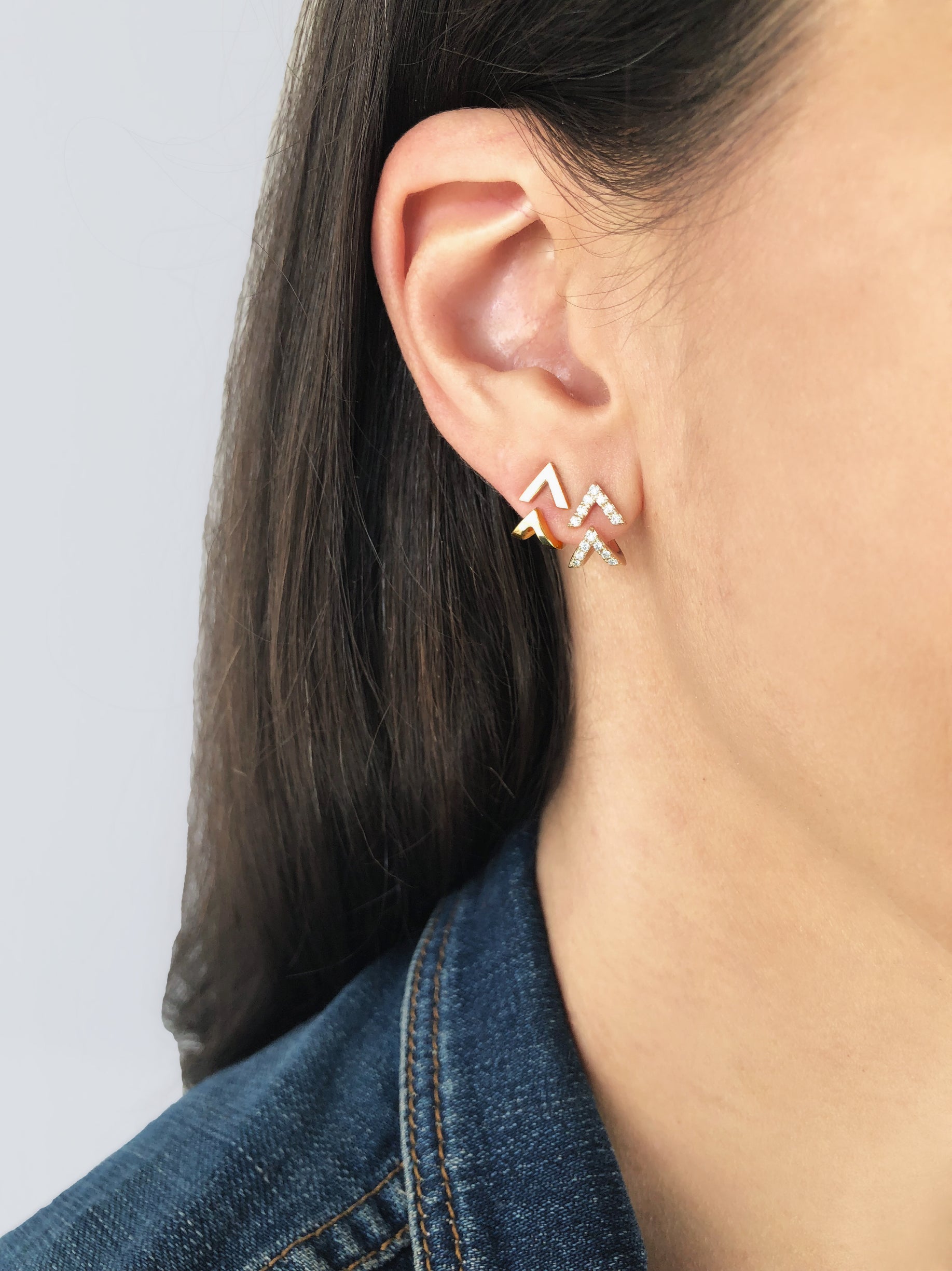 Black Diamond Dagger Studs | Yellow Gold